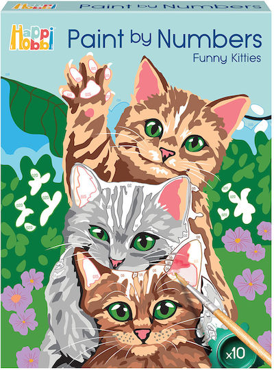 HappiHobbi Рисуване Paint By Numbers Забавни Котета за Деца 7+ Години