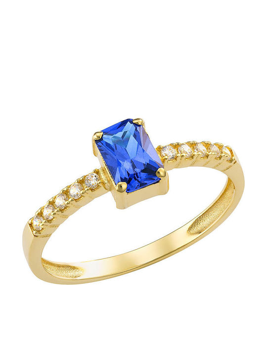 Ioannis Kosmima Einzelner Steine Ring aus 9K Gold mit Zirkon