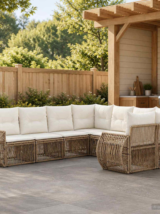 Canapea De Colț De Exterior Din Rattan Cu Perne 70x62x70cm