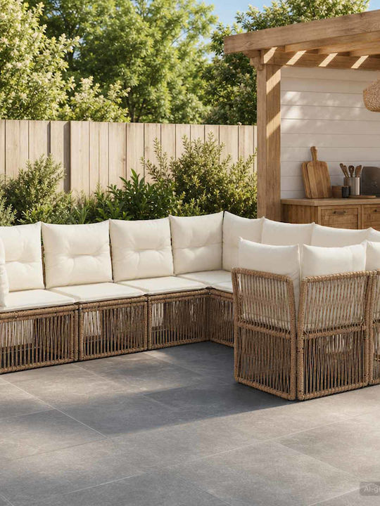 Canapea De Colț Pentru Exterior Din Rattan Cu Perne 62x62x70cm