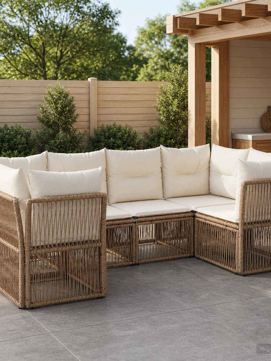 Canapea De Colț Pentru Exterior Din Rattan Cu Perne 62x62x70cm