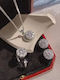Set with Necklace Earrings & Ring Made of Steel with Stones