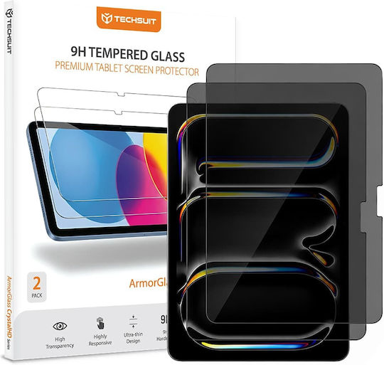Techsuit Armorglass Crystalhd Privacy Tempered Glass Screen Protector Ipad Pro 13 2024/2025 Ipad Air 13 2024 2025 2026 Pack Of 2 Pieces