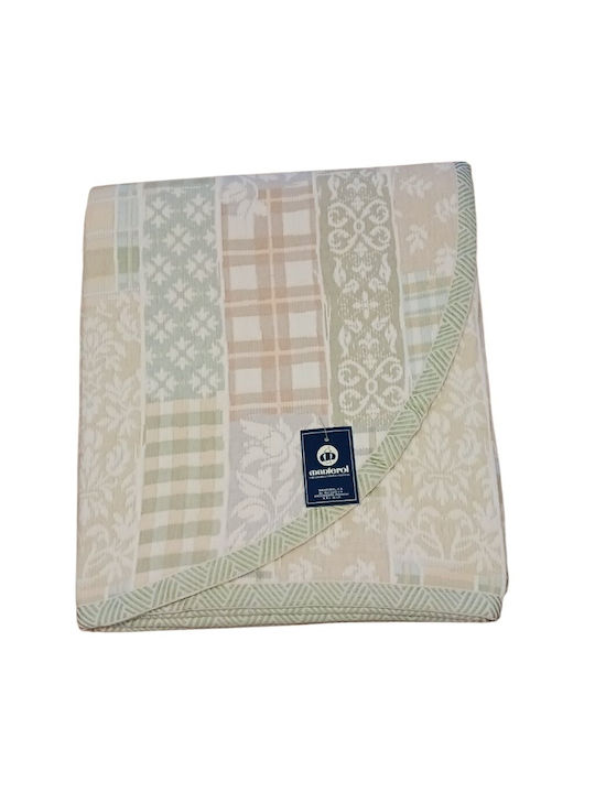 Manterol Casa Double Coverlet Made of Cotton & Polyester Light Green 235x270cm