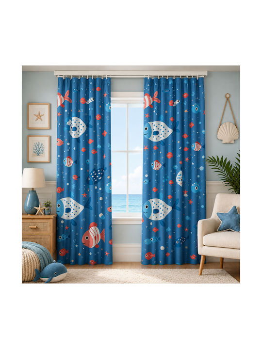 My Home Luxury Kids Blackout Curtain with Rod Pocket Blue 280x270cm