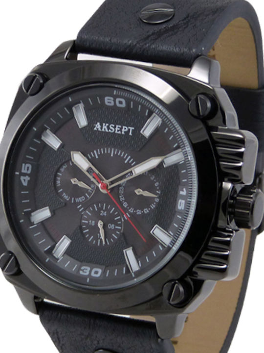 Aksept Мъжки часовник 50mm На батерия с Черна К...