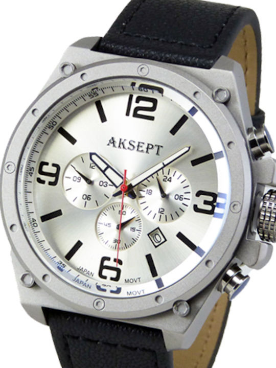 Aksept Мъжки Часовник 50mm На Батерия с Черна К...