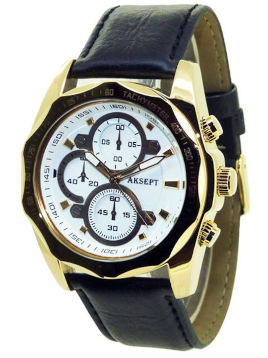 Aksept Мъжки Часовник 42mm На Батерия с Черна К...
