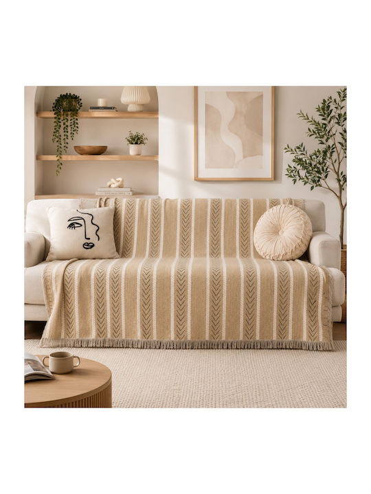 ForHome Three-Seater Sofa Throw Chenille 180x280cm Beige