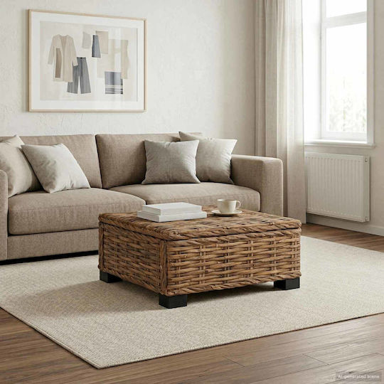Masă Pentru Spații Exterioare Mici Rattan Natural 67x60x30cm