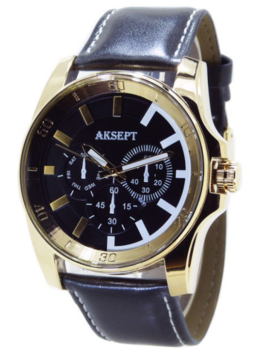 Aksept Мъжки Часовник 48mm На Батерия с Черна К...