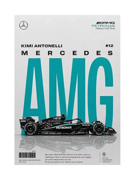 Poster Formula1 Kimi Antonelli Mercedes-amg F080 21cm X 30cm Premium Black Wooden Frame-71716pd158850f55323