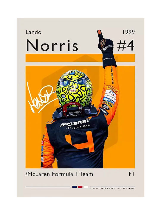 Poster Formula1 Lando Norris F073 21cm X 30cm Κορνίζα Φυσικό Ξύλου Μπεζ 71708pd158794f55316