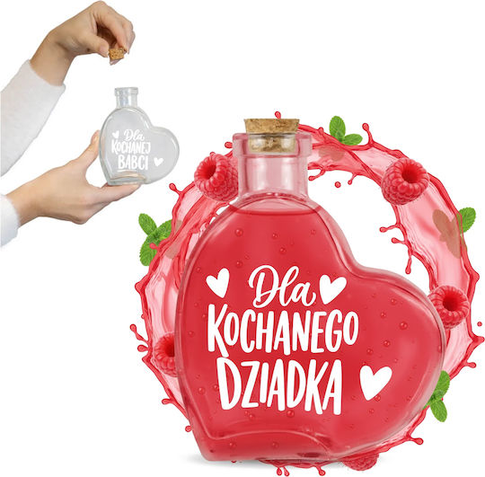 Γυάλινο Μπουκάλι Heart 250ml Δώρο Ημέρα Παππούδων Λικέρ Κρασί