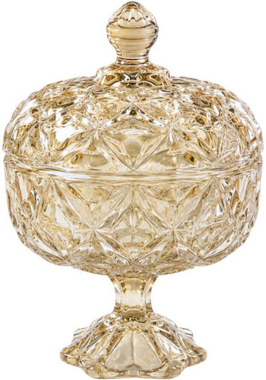 Iliadis Glass Sweet Jar with Lid 13x13x23cm Honey