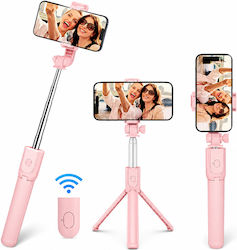 Teleskopischer Selfie-Stick 3-in-1 Handy-Stative Bluetooth-Fernbedienung Drehung 360° Rosa Teleskopischer Selfie-Stick 3-in-1 Handy-Stative Bluetooth-Fernbedienung Drehung 360° Rosa
