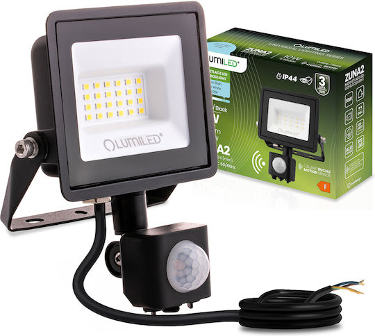 LED Flutlichter Zuna2 20W 1800lm 6500K Ip44 Schwarzer Bewegungssensor Lumiled