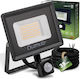 LED Flutlichter Zoner 50W 5000lm 4000K Ip44 Schwarzer Bewegungssensor Lumiled