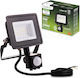 LED Flood Light Zuna2 10W 900Lm 4000K IP44 Black Motion Sensor Lumiled