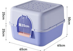Denik Pets Closed Cat Toilet with Purple Sieve L65 x W65 x H50cm