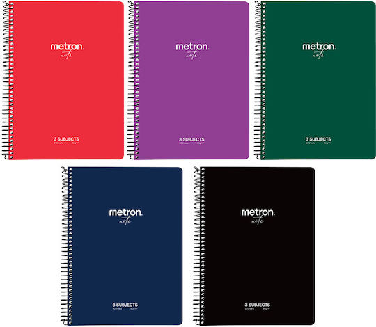 Metron Spiral Ruled Notebook A4 90 Paper Sheets 3 Subjects
