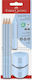 Faber-Castell Grip 2001 Set mit 3 Bleistiften mit Spachtel und Radiergummi Hellblau