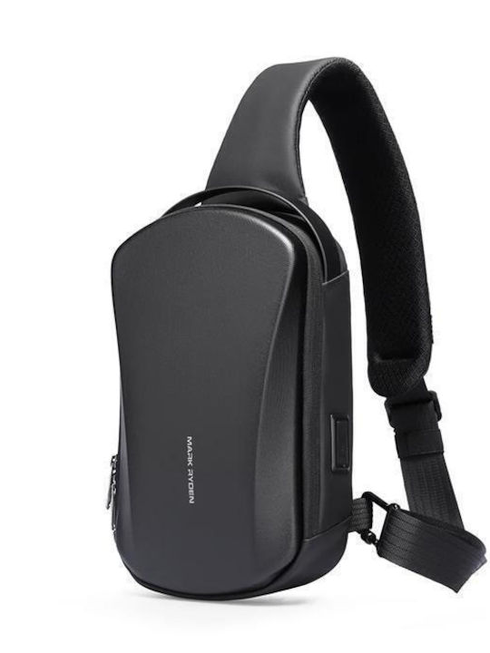 Chest Shoulder Bag Mark Ryden Impermeabil Oxford Material Husă Eva Cu Port USB Structură Multi-compartiment Compatibilă Cu Tabletă De 7.9 Inch Curea Simplă Unisex Culoare Neagră