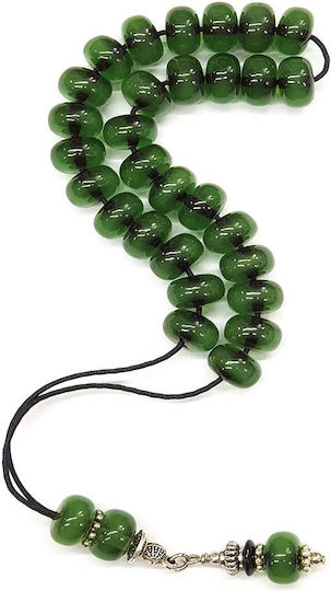 Roloi Komboloi Worry Beads with 29 Beads Made of Resin Length 26cm Green