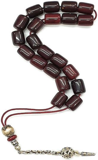 Roloi Komboloi Worry Beads with 21 Beads Made of Resin Length 30cm Burgundy