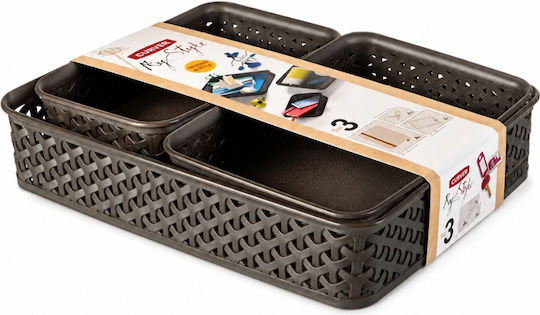 Keter Καλάθι Αποθήκευσης Rattan Καφέ 35.3x25.7x6.5cm 3τμχ
