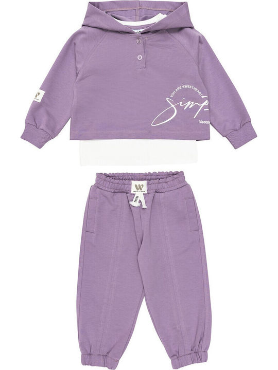 Sprint Kids Sweatpants Set With Top Purple