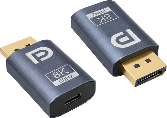 Powertech CAB-UC102 Μετατροπέας DisplayPort male σε USB-C female Γκρι