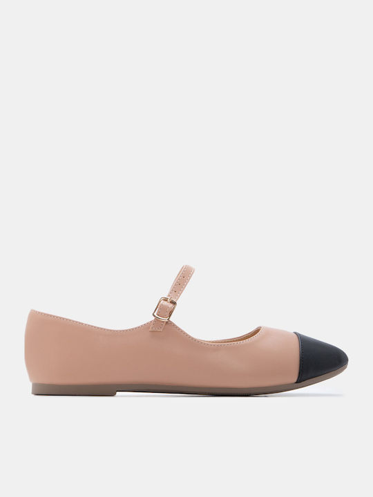 Damen Ballerinas Spitz zulaufend mit Riemen in Rosa Farbe
