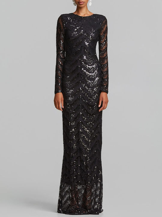 Summer Maxi Evening Dress Satin Open Back Black