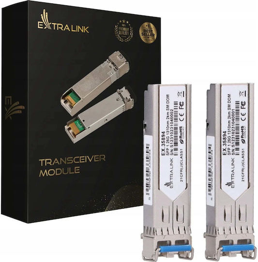 Extralink Приемо-предавател Sfp Модул 1.25g 2бр. 1.25gbps Lc Upc 1310nm 2km Dom Ex.35894