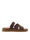 Leder Flache Sandalen Für Damen Braun
