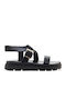 Leather Women's Flat Sandals Black