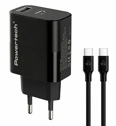 Powertech PT-1637 20W με Καλώδιο USB-C - USB-C
