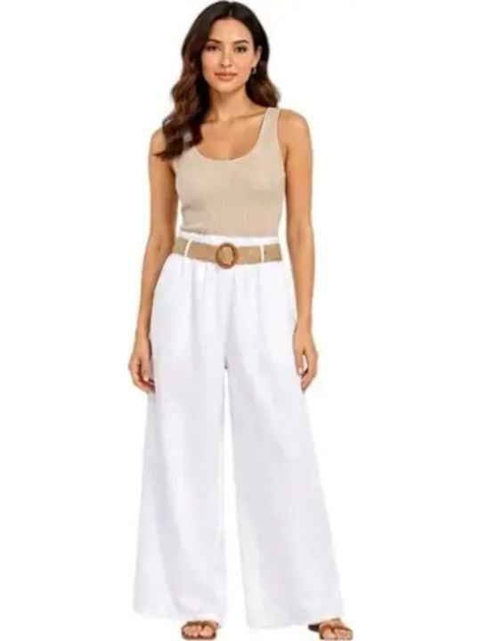Damen Leinenhose Weiß