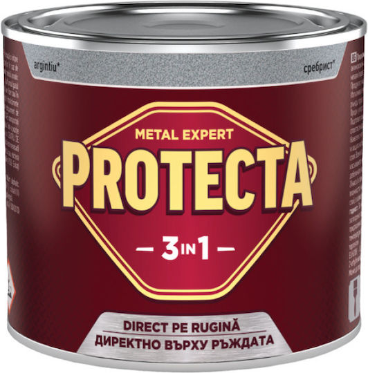 Protecta 3-в-1 Метално Боја Черни Метали Конвертор На Ръжда Грунд Декоративно Покритие В Една Кутия Може Да Се Нанася Директно На Ръжда Лъскаво Покритие 2.5л Сребърна
