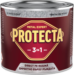 Protecta 3-в-1 Метално Цвят Черен Метал Ръжда Конвертор Праймер Декоративно Покритие В Една Кутия Може Да Се Нанася Директно На Ръжда Лъскаво Покритие 0.5л Стилен Металически Сив
