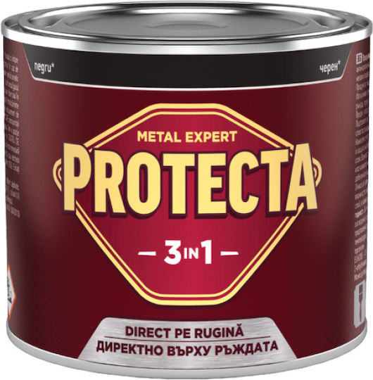 Protecta 3-в-1 Цвят За Метал Черен Метален Конвертор На Ръжда Грунд Декоративно Покритие В Една Кутия Може Да Се Нанася Директно На Ръжда Лъскаво Покритие 2.5л Черен