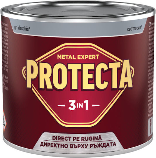 Protecta 3-в-1 Цвят за Метал Черен Метал Ръжда Конвертор Грунд Декоративно Покритие В Една Кутия Може Да Се Нанася Директно Върху Ръжда Лъскаво Покритие 2.5л Светлосив