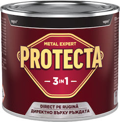 Protecta 3-в-1 Метален Цвят Черни Метали Конвертор На Ръжда Грунд Декоративно Покритие В Една Кутия Може Да Се Нанася Директно На Ръжда Блестящо Покритие 0.5л Черен