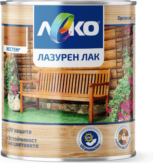 Leko Azure Wood Varnish Alkyd Base Glossy Finish 0.65l Chestnut