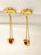 Single Dangle Earrings Made of Gold Plated Steel Red