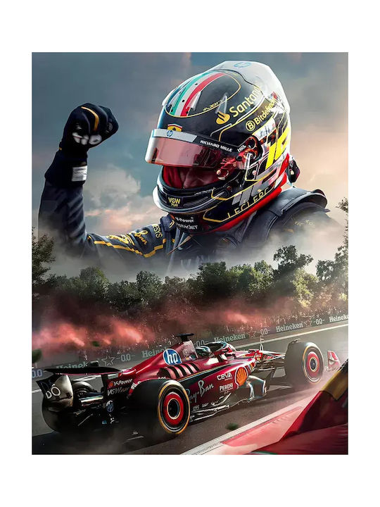 Poster Formula1 Charles Leclerc F067 60cm X 90cm Frame Natural Wood Beige 71703pd158762f55316