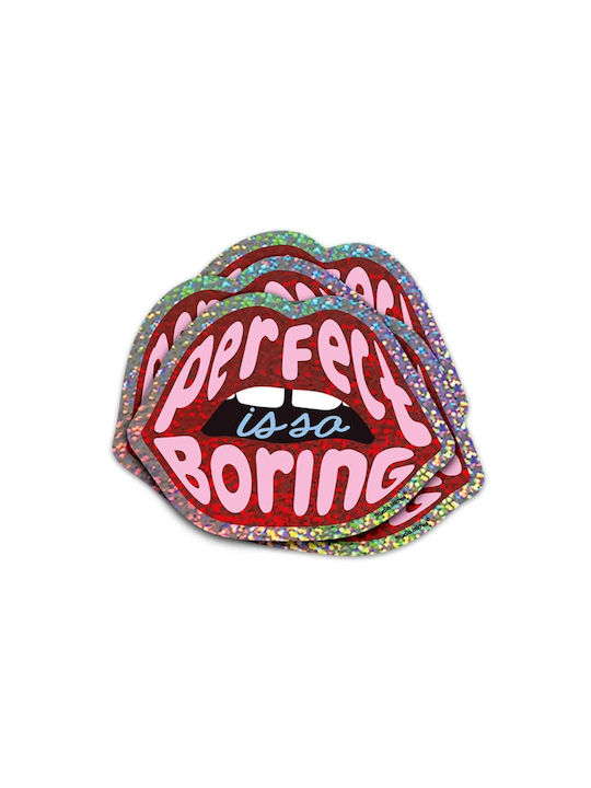 Αυτοκόλλητo Βινυλίου Red Lips Perfect Is So Boring 6 X 8 Εκ