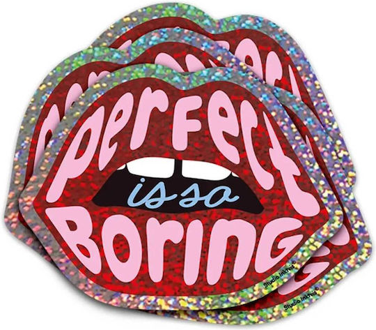Αυτοκόλλητo Βινυλίου Red Lips Perfect Is So Boring 6 X 8 Εκ