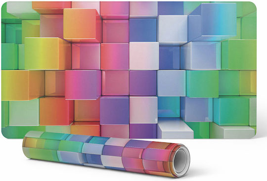Covoraș Protector pentru Birou cu Imprimeu Modern Cuburi Tridimensionale Multicolore 120x60 cm